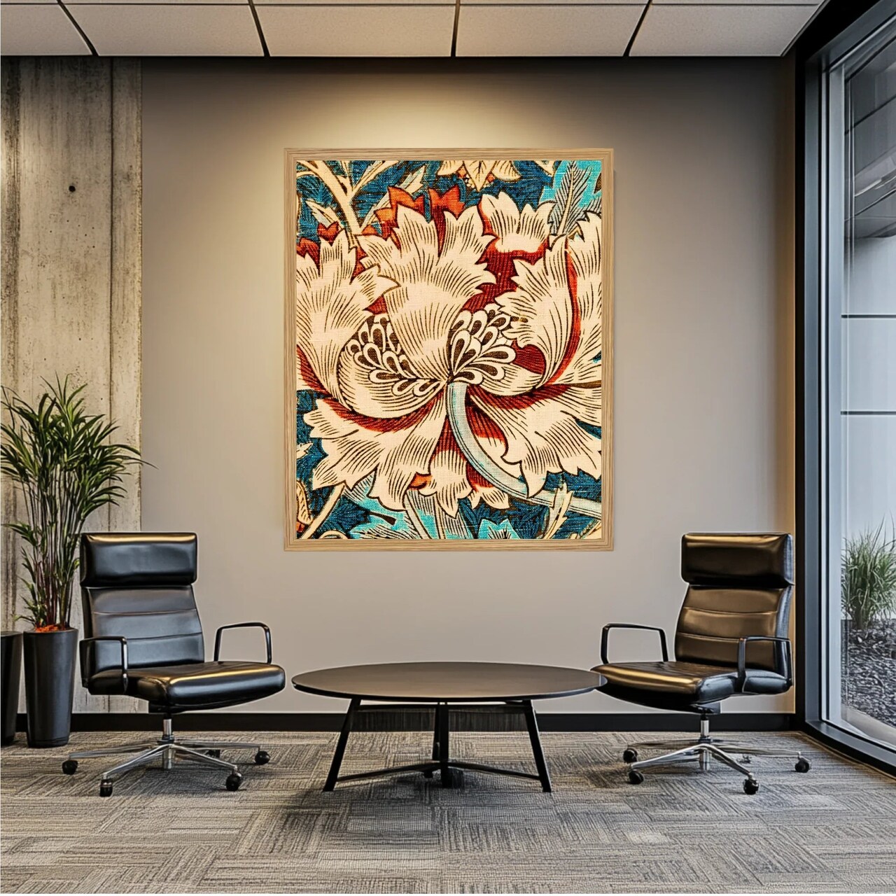 Large Framed Corporate Office Decor Wall Art Canvas 40x60 Inch - William Morris